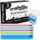 Apontador de lápis Craftzilla, pacote com 100, manual com tampa para crianças