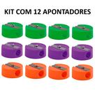 Apontador redondo colorido leo&leo kit 12 un simples escolar