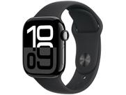 Apple Watch Series 10 GPS Caixa Preta Brilhante de Alumínio 42mm Pulseira Esportiva Preta P/M Apple Watch Series 10 GPS Caixa Preta Brilhante de Alumínio 42mm Pulseira Esportiva Preta P/M