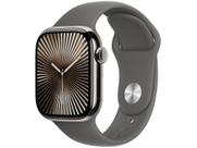 Apple Watch Series 10 GPS + Cellular, Caixa Natural de Titânio de 42 mm, Pulseira Esportiva Cinza-Pedra, Tamanho P/M - MWXD3AM/A