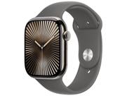 Apple Watch Series 10 GPS + Cellular, Caixa Natural de Titânio de 46 mm, Pulseira Esportiva Cinza-Pedra, Tamanho M/G - MWYA3AM/A