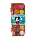 Aquarela Mickey Tinta Escolar Pastilhas 12 Cores + Pincel