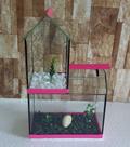 Aquário Beteira Castelo II (versão maior) Para Peixe Betta decorado pedrinhas e planta artificial