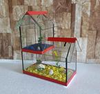Aquario Beteira Castelo Para Peixe Betta decorado pedrinhas e planta artificial