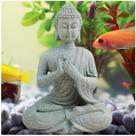 Aquário: estátua de Buda, peixes vivos, arenito zen japonês