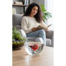 Aquário Redondo Vidro 8L: Decoração Elegante Transparente