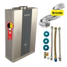 Aquecedor de Água a Gás Glp Komeco Cinza Inox KO 16DI G2 1CBLP4 127V 220V 16 Litros Min Com Acessórios