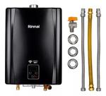 Aquecedor de Água a Gás Rinnai E21 FEH 21 Litros Black Gás GN + Kit Ligação De 40Cm