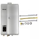 Aquecedor Rinnai 32,5 Litros E33 FEH GN Prata (Digital) + Conjunto Ligação de 40cm