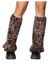 Aquecedores de pernas RoseSeek com estampa de leopardo, felpudos femininos, multicoloridos Aquecedores de pernas RoseSeek com estampa de leopardo, felpudos femininos, multicoloridos