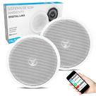 Arandela Ativa + Passiva 140W Total 6 Polegadas Bivolt Bluetooth Redonda Branca Sistema de Som TSR - 2LSREDBR