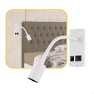 Arandela Cabeceira 3w Leitura Ébano Flexível Multicor Usb