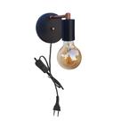 Arandela Cabeceira Preto cobre Interruptor Plug Liga Desliga