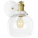 Arandela Château Bola Media Vidro Branco c/ Dourado 20cm