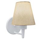 Arandela Cone Md-2004 Base Branco Cúpula em Tecido 14/14x07cm Linho Bege - Bivolt