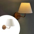 Arandela De Parede Cobre Para Quarto Dormitorio Cupula Bege, Branco e Preto Tecido Algodao