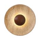 Arandela De Parede Moderna Em Madeira Escura Com Pedra Natural 25cm 110-220V Luminária De Ambiente
