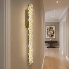 Arandela dourada reta com cristais k9 led incluso 3000k bivolt 60 cm Stretto