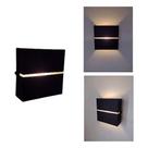 Arandela externa slim 1 friso 2 focos de luz moderna preta