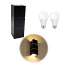 Arandela Focos Fachos Frisos 30cm Preta + 2 LED Bulbo 12W 3000k ST1286