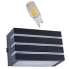 Arandela Frisada parede muro quintal Preta + Lampada Led Arandela Frisada parede muro quintal Preta + Lampada Led