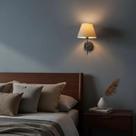 Arandela luminaria De Parede Clássica aluminio bivolt Com Cúpula algodão Ref 19