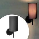 Arandela Luminária De Parede Clássica Com Cúpula algodão Tubo Preto