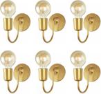 Arandela Luminária de Parede Colonial Industrial Vintage LOFT Hotel Cor Dourado 110v e 220v Kit Com 6 Arandelas