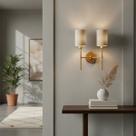 Arandela luminaria de Parede Imperial aluminio e bivolt Com 2 Cúpula algodão
