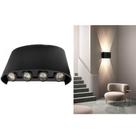 Arandela Luminaria Meia Lua 8 Leds 8w Preto
