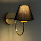 Arandela Parede de Parede Curvada dourada aluminio Bivolt Com Cúpula algodão Preta Arandela Parede de Parede Curvada dourada aluminio Bivolt Com Cúpula algodão Preta