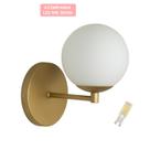 Arandela Parede Reta Globo 12 Jabuticaba Dourado Fosco C/Led