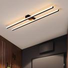 Arandela / Plafon sobrepor moderno slim minimalista 2 perfis lineares LEd integrado - 80cm
