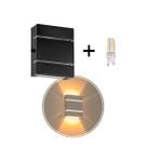 Arandela Slim Alumínio 2 Frisos Preto + LED G9 Branco Quente St2527