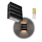 Arandela Slim Alumínio 3 Frisos Ext. Preta + LED G9 Br. Quente ST2772