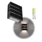Arandela Slim Alumínio 3 Frisos Externa Preta + LED G9 Br.Frio ST2772