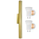 Arandela Tubo Cilindro Alumínio Dourado 40cm + Lâmpada LED Branco Quente