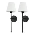 Arandelas de parede Bsmathom, conjunto de 2 abajures de tecido com fio, 53 cm