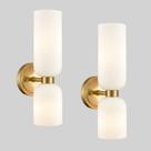 Arandelas de parede DEYNITE 10x36cm em vidro leitoso dourado de 2 luzes