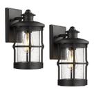 Arandelas de parede externas Rosient Black Seeded Glass, pacote com 2