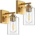 Arandelas de parede VerRon Gold Clear Glass, conjunto de 2