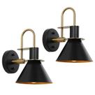 Arandelas de parede WILON, conjunto de 2 arandelas industriais em ouro preto