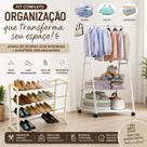 Arara De Roupas Com Rodinhas + Sapateira Organizadora Multiuso
