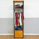 Arara de Roupas Middle Style Industrial Slim com 1 Gaveteiro Nozes e Preto