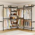 Arara de Roupas ONBRILL L4 de Parede com 6 Barras e 8 Prateleiras
