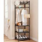 Arara multiuso de canto com haste para cabides, ganchos e prateleiras 43x43x170