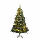 Árbol de Navidad Artificial Verde vidaXL con LEDs de 180 cm con Set