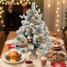 Árbol de Navidad Mini ININ 61 cm con Nieve Artificial y Luces LED