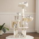 Árbol para Gatos Heybly HCT004SM Beige con Plataforma Acolchada de Peluche y Juguete