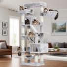 Árbol para Gatos Heybly HCT034W de 180 cm con 2 Perchas y 2 Condominios